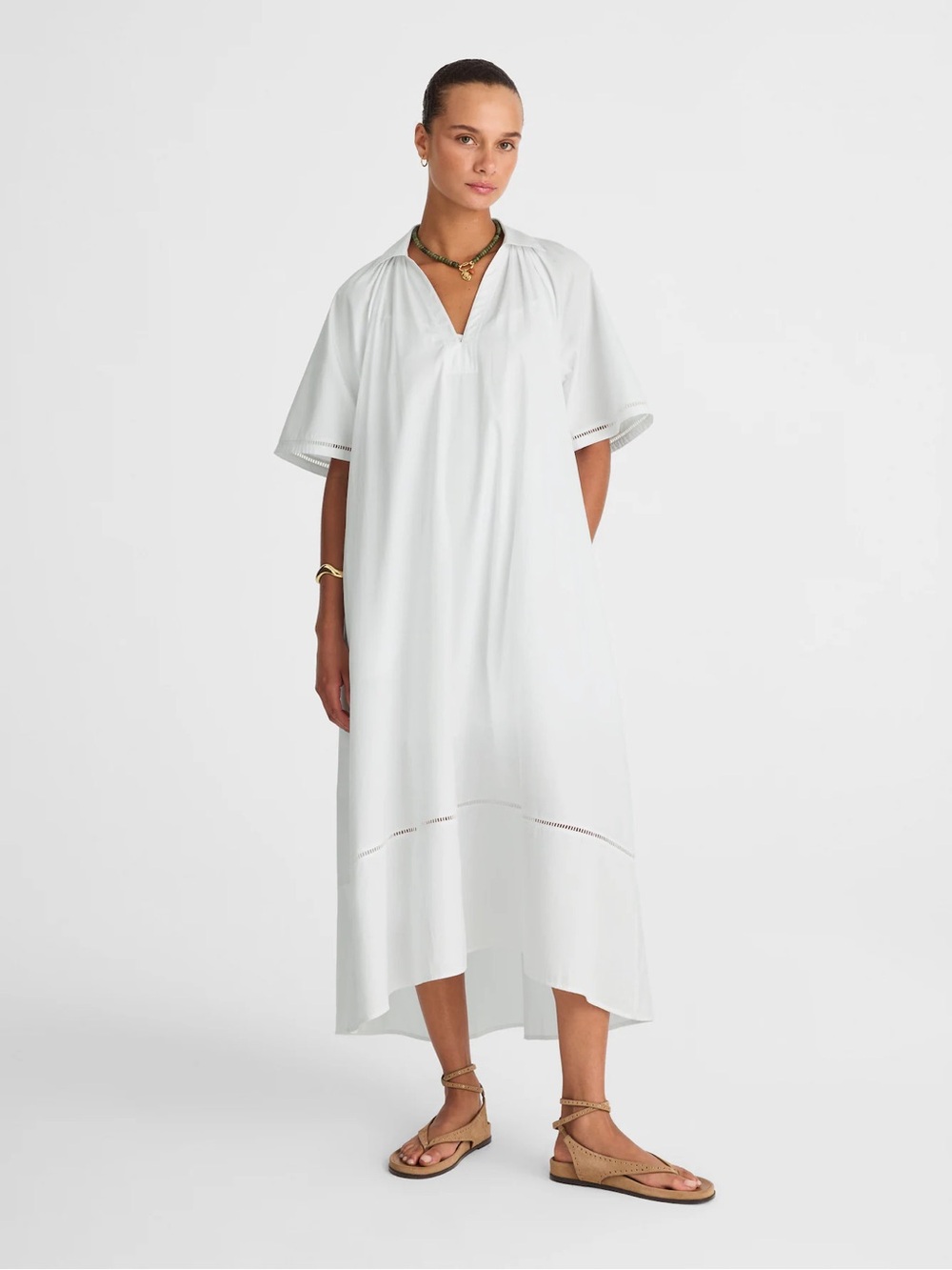 Madewell NWT Poplin Splitneck Midi Shirtdress Size Small in White - Picture 2 of 16